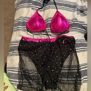 SHEIN swimsuit size Large pink and black